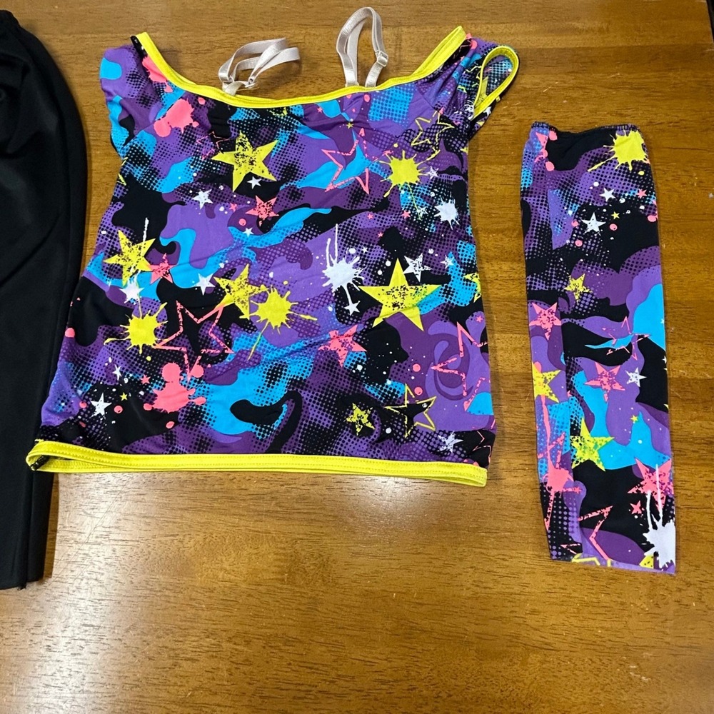 Medium Costume Gallery Kids Medium Jazz Dance Costume Set Star Print 4pc‎ Black - Picture 4 of 7